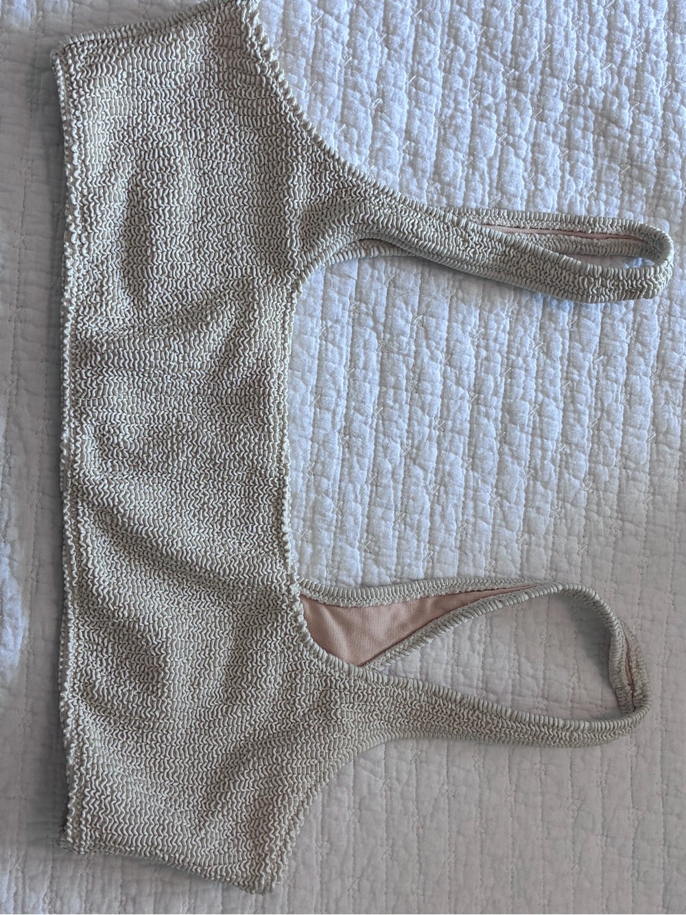 PacSun Cream Textured Scoop Bikini Top
